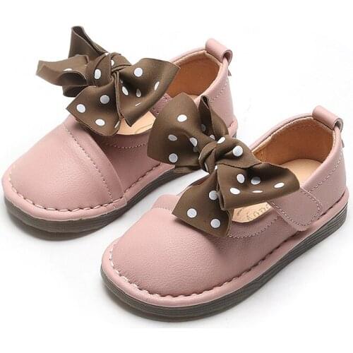 Skoex Children Pu Leather Shoes Girls Fashion Cute Bows Princess Shoes Kids Little Girls Breathable Casual Flat Party Dress Shoe