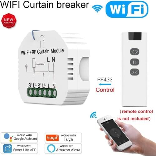 WiFi RF Smart Curtain Blinds Module Switch Roller Shutter Motor Tuya Wireless Smart Remote Control,Voice Control Schedule Timer
