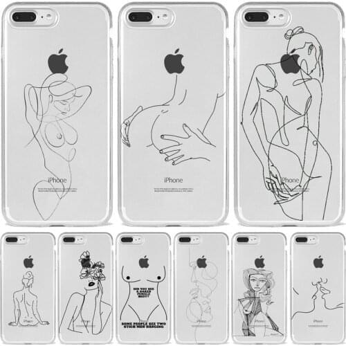 Funny Abstract Art Lines Fashion Phone Cases Cartoon Women Cover For iphone 11 7 8SPlus XS XR 12 mini MAX Pro Fundas Coque