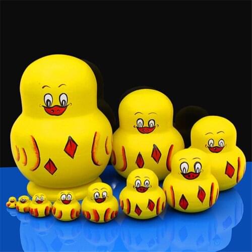 Yellow 10 Layer Wooden Russian Nesting Dolls High Quality Dry Basswood Ethnic Matryoshka Dolls Toys For Education Decor Gft L30