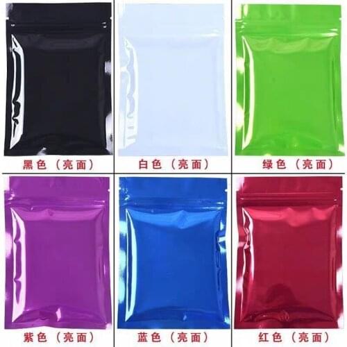 100pcs 7 Colors Glossy Aluminum Foil Ziplock Bag Flat Bottom Shiny Foil Packaging Bag Sample Pouch Powder Gift Bags