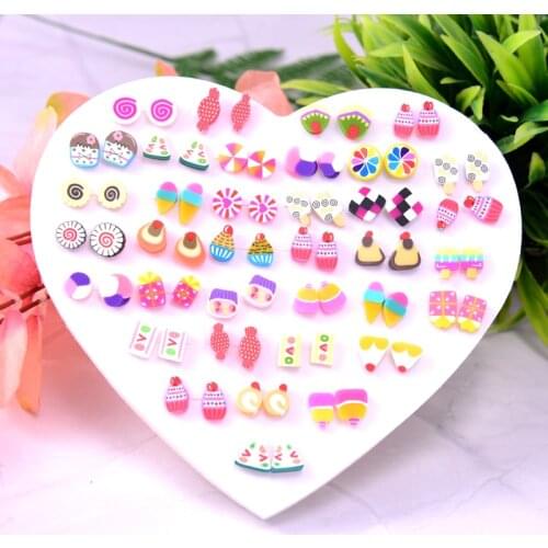 36 Pairs/lot Girls Plastic Stud Earrings Mixed Style Candy Color Heart Earrings Set For Women Party Jewelry Gifts Dropshipping