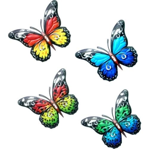 4pcs Metal Butterfly Wall Decor Outdoor Indoor Art Sculpture Hanging Decoration Wrought Iron Wall Hanging Ornament