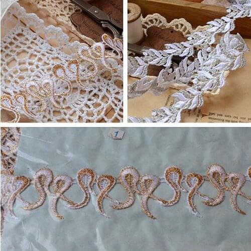 5 Meters 2cm/3cm Pretty Unique Design Silver Gold Guipure Lace Fabric Scrapbooking Lace DIY Material