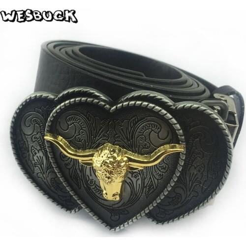 5 PCS MOQ WesBuck Brand Heart-shaped Buckles Meltal Bull head belt buckle For Mens Buckle