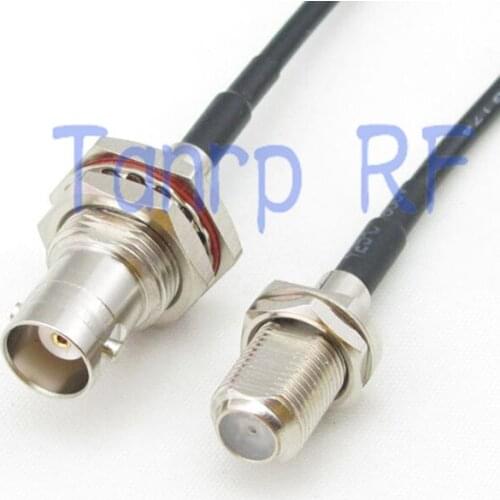 6in BNC female with nut bulkhead to F female jack RF connector adapter 15CM Pigtail coaxial jumper cable RG174 extension cord