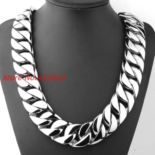 8-40" Heavy Huge Silver Color 31mm Wide 316L Stainless Steel Casting Cuban Curb Link Necklace Chain For Strong Mens Jewelry