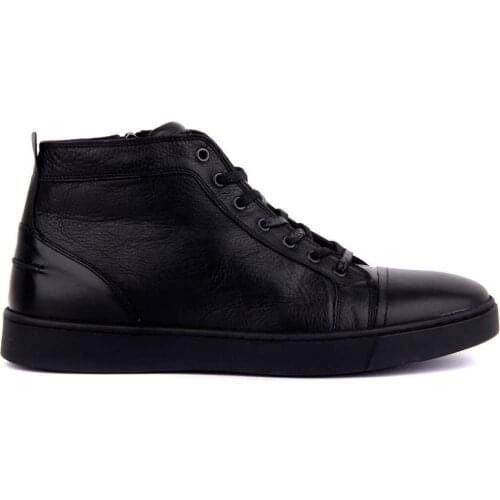 Sail-Lakers Black Leather Zipper Male Boots