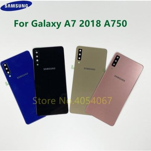 For SAMSUNG Galaxy A7 2018 A750 SM-A750F A750FN Back Glass Battery Cover Case Rear Door Housing Shell Panel With Camera Lens