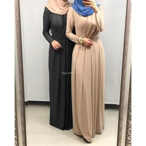 7colors Elegant Muslimah Pleated abaya Turkish Singapore full length Jilbab Dubai female Muslim Islamic dress wq1330 dropship