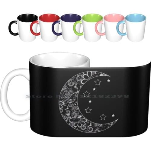 Luna Botanica Ceramic Mugs Coffee Cups Milk Tea Mug Moon Luna Flowers Flower Plant Plants Witch Wicca Spirit Spiritual Botanica
