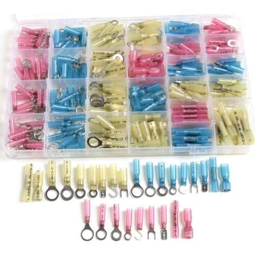 270PCS Shrinkable Terminator Heat Shrink Wire Connectors Insulated Waterproof Spade Ring Fork Butt Terminals Kit 0.4-6.0mm2