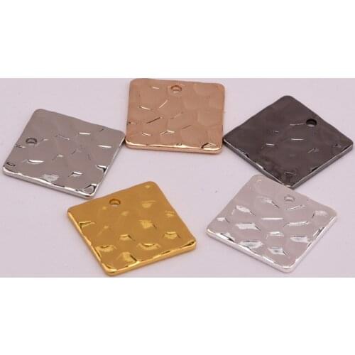 14mm 5pcs copper DIY Craft Jewelry Findings Spherical square plate Charm Pendants Accessories For Earrings Necklace Making