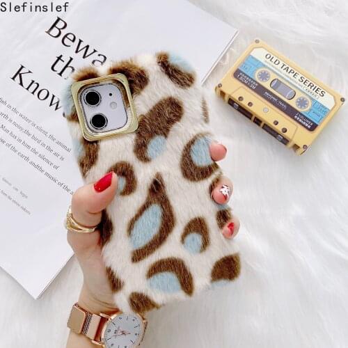 Cute Flocky Leopard Print Furry Fluffy Phone Cases For OPPO R9 R9S R17 Pro R11 Plus Reno 3 4 Pro 5G 4SE A72 5G Soft Touch Cover