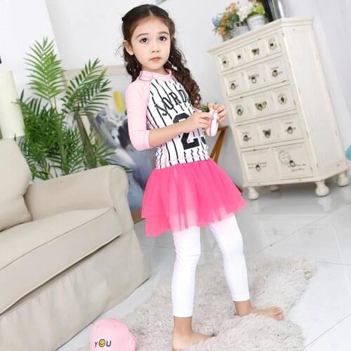 Multi-layer Dress Style Swimsuit Print Girls