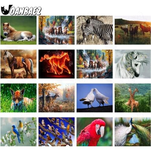 Animal Diamond Painted Numbers Zebra Parrot Mosaic Kit Peacock Cross Stitch Embroidery 5D Diy Hand Inlaid Wall Decoration Design
