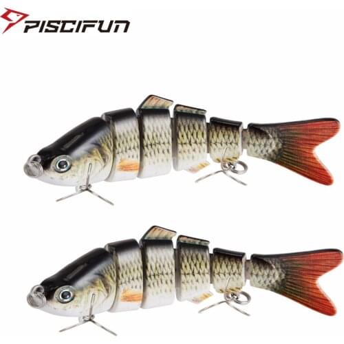 Piscifun 2 Pieces Fishing Lure 10cm 20g 3D Eyes 6-Segment Fishing Hard Lure Crankbait With 2 Hook Fishing Baits Pesca Cebo