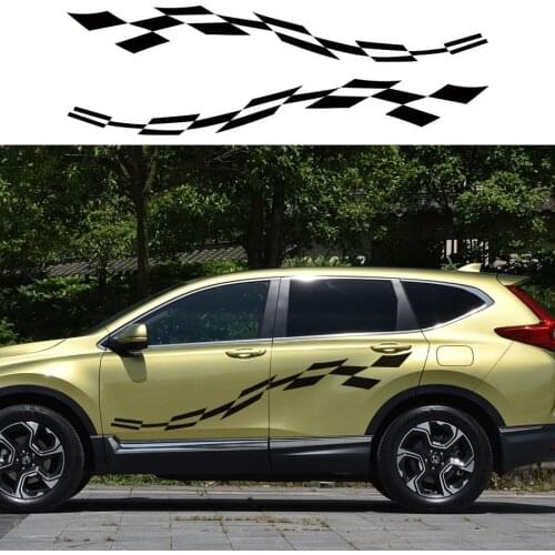 Car Decal Cool Racing Side Body Grid Gradient Graphic Vinyl Scratch Protect Decorative Car Stickers Custom Fit For Toyota Rav4