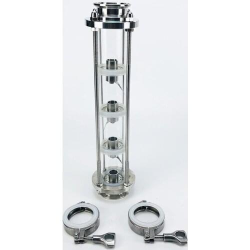 NEW 2'(51mm) OD64 SS304 Distillation Tower For Household Wine Making, 4-Layer High-Quality Glass Tower. Moonlight Distiller