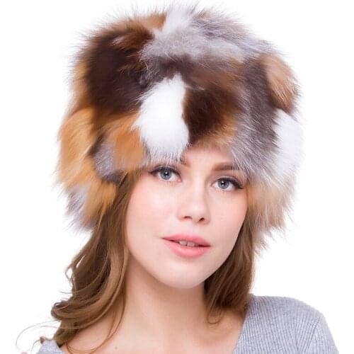 2020 New fashion women Fox fur cap skins warm winter women hat woman DHY18-22
