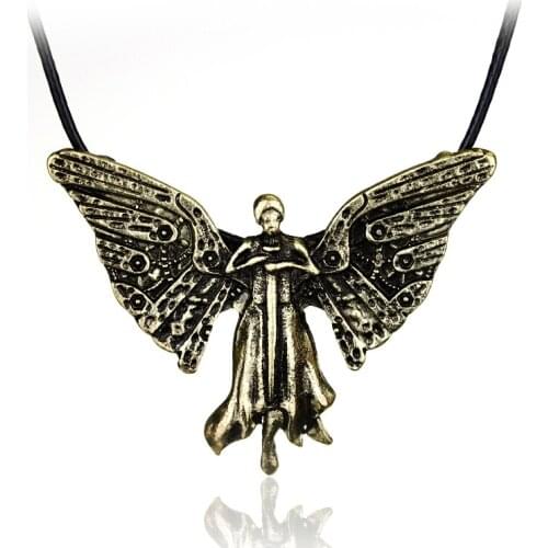 Supernatural Retro Accessories Angel wizard Pendants Necklaces Women Man Gothic Leather Rope Chain Necklace