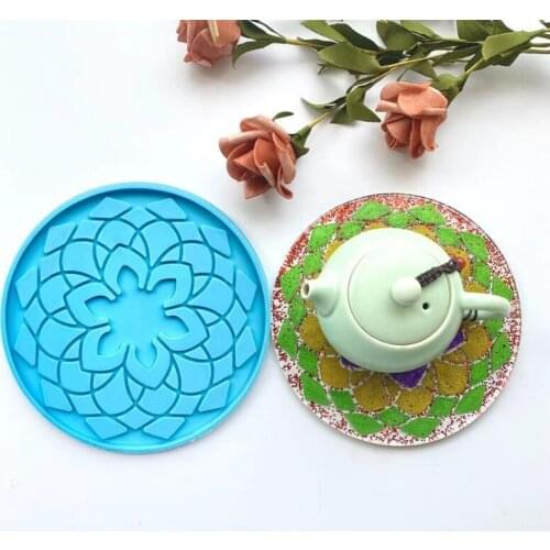 Mandala Coaster Epoxy Resin Mold Round Cup Mat Mug Pad Silicone Mould DIY Crafts Ornaments Home Decorations Casting Tool