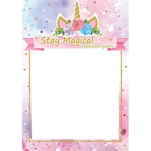 Rainbow Unicorn Birthday Photo Booth Props Unicorn Floral Baby Shower Party Photo Frame Props Girl Birthday Decoration
