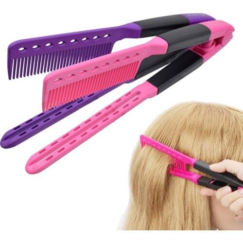 V Type Straight Hair Comb Brush Tool Straightener Comb Diy Salon Haircut Hairdressing Anti-static Combs Brush Styling Tool