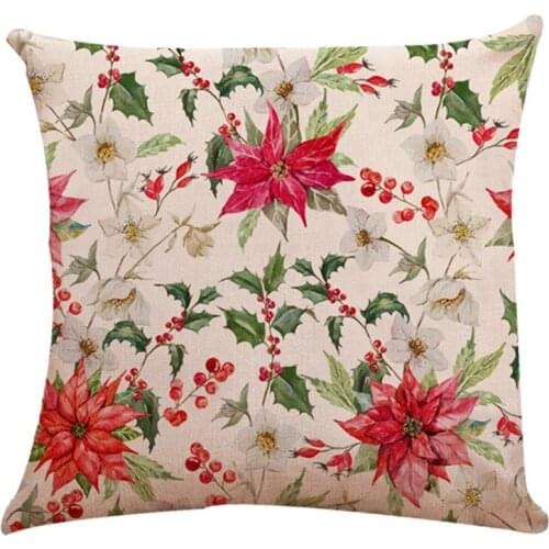 Christmas Collection Cotton Linen Square Pillow Covers Decorative Pillow Case Linen Sofa Pillow