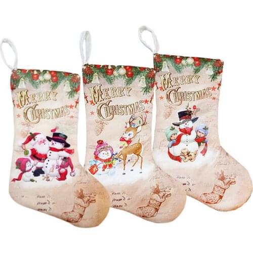 Christmas Stockings Pendant Cloth Ornaments Small Boots Pendant Christmas Pattern Print Party Home Decoration Supplies Gift Bag