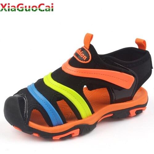 Summer Children Kids Sandals Soft Non-slip Closed Toe Colorful Hook & Loop Boys Girls Beach School Out Caterpillar Shoes A33 10