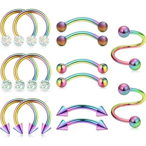 16G CZ Cartilage Helix Tragus Twist Spiral Horseshoe Barbell Lip Labret Piercing Jewelry Nose Piercing
