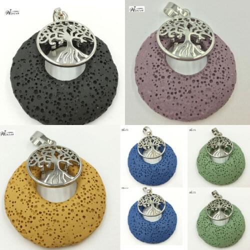 Volcanic Rocks Round Women Men Pendant Bead WFH616