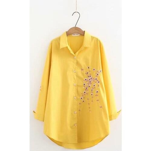 Plus size Embroidery cotton women blouse 2019 spring NEW casual ladies loose blouse female women tops