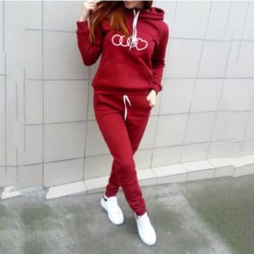 Womens Tracksuit Hoodies 2 Piece Set Sweatshirt + Pants Plus Size S-5XL Autumn Winter Female Casual Sport Suit