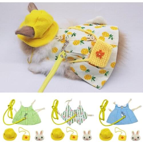 Cute Bunny Vest Harness Outdoor Leash Set Rabbit Clothing Suit Button Decor Small Pet Kitten Small Animal Clothes Animal Walking