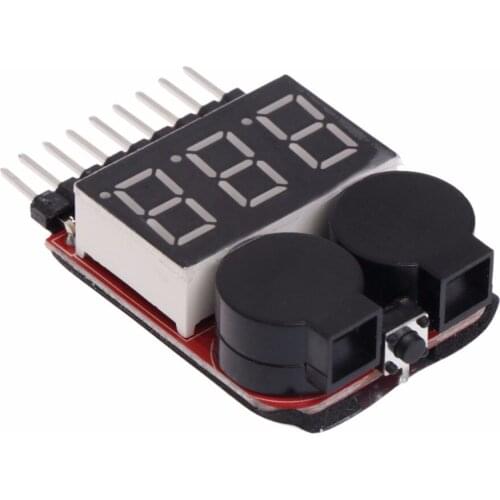 1-8S Lipo/Li-ion/Fe RC Boat Battery 2 In 1 Tester LED Low Voltage Buzzer Alarm Test Tools