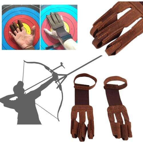 1Pcs Outdoor Hunting 3 Three Finger Protector Guard Cow Leather Archery Glove Shooting Finger Hand Protector Bow Accessories