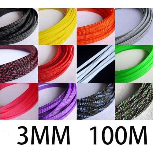 100M Cable Sleeve Insulated Braided Sleeve 3mm Expandable PET Cable Sleeves Wire Protection