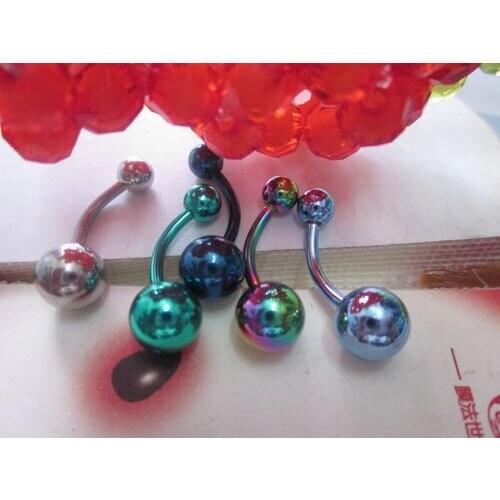 100pcs belly button rings mix colors body jewelry navel bars stainless steel ball