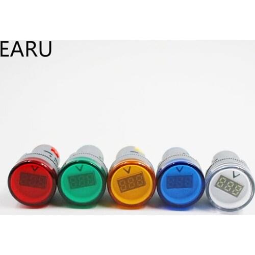 22MM digital AC Voltmeter 60-500V red green yellow blue voltage meter AD16 Digital display Indicator lamp