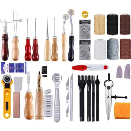 29pcs/set Professional Leather Craft Tools Kit Home Hand Sewing Stitching Punch Carving Work Saddle Leathercraft Accessories