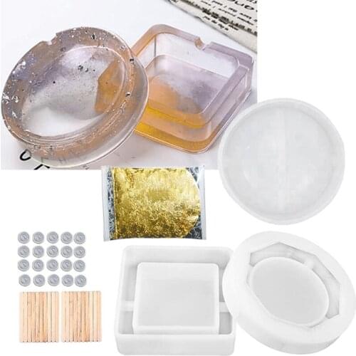 3 Shape Ashtray Resin Silicone Mold Square Round Octagon Shape Ashtray Resin Casting Molds Kit Resin Ashtray Mold Craft