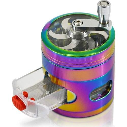 4 Layers Herb Grinder Smoke Crusher Crank Pollinator Herb Grinder Spice Grinder Hand Cranked Clear Top Grinder with Drawer