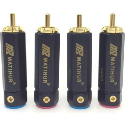 4pcs MATIHUR High Quality Gold Plated RCA Plug Lock Collect Solder Connector