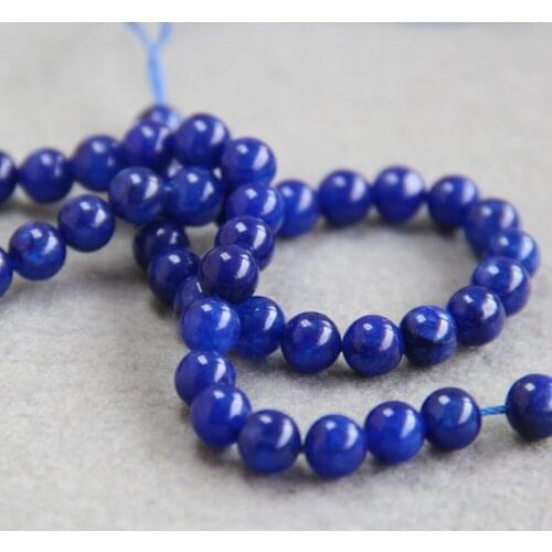 8mm Fashion New Dark Blue Chalcedony Stones Loose Beads Round DIY 15inch Boutique Accessories Jewelry Making Design Wholesale