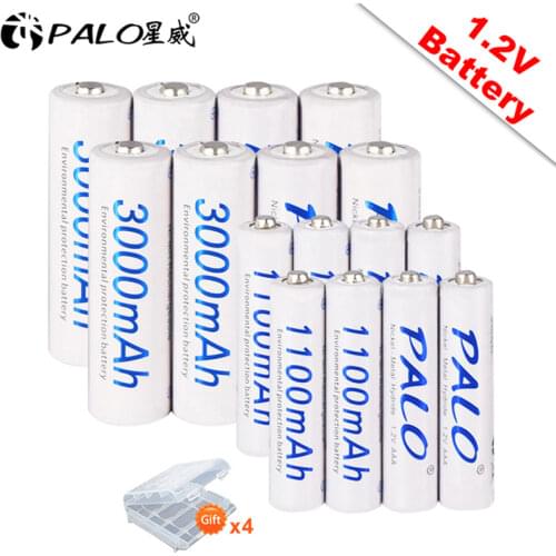 4Pcs 3000mAh 1.2v AA Rechargeable Batteries Low discharge High Capacity+4Pcs 1100mAh 1.2v AAA Rechargeable Batteries with box