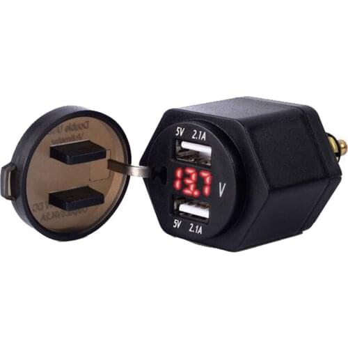 1Pcs Motorcycle Charging 2.4a Car Charger Dual USB With Voltage Display LED Car Phone Charger For BMW Motorcycle