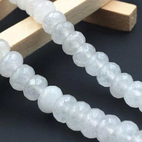 Natural Stone Jades Loose Beads for Jewelry Making 5x8mm Rondelle Faceted Crystal Jaspers White Chalcedony Craft Finding 15"A284