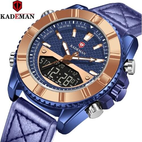 Kademan New Large Dial Mens Multifunctional Outdoor Sports Waterproof Steel Band Watch Mens Watch Japanese Movement